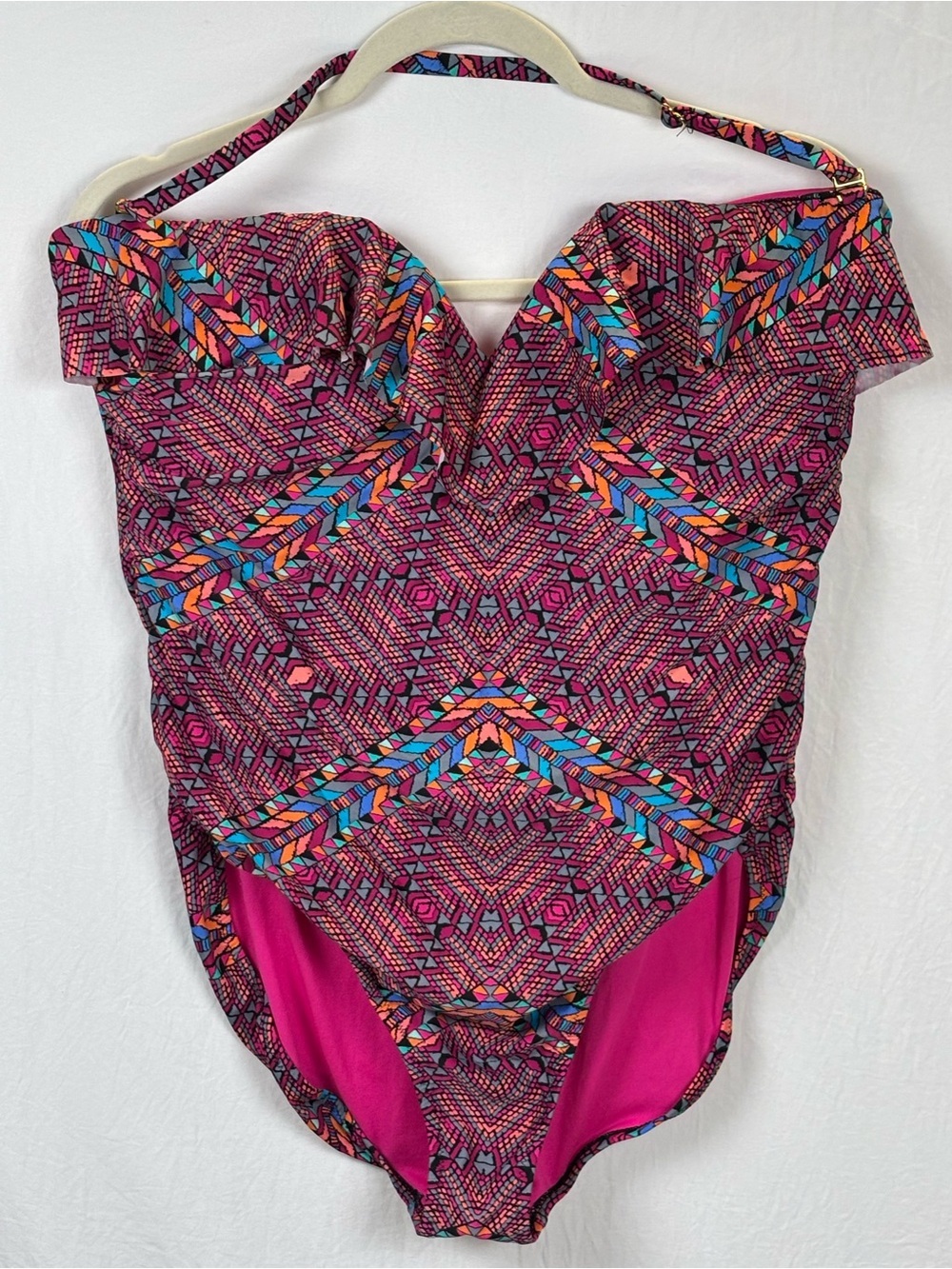 Leilani women’s 16 Pink Geometric One-Piece Swimsuit